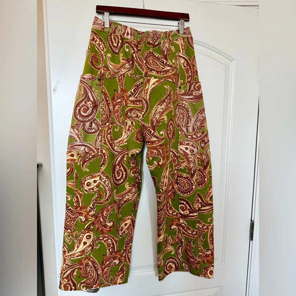 NWOT We the Free Jet Set Green Paisley Knit Pull On Pants - Picture 5 of 7